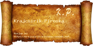 Krajcsirik Piroska névjegykártya